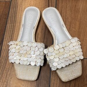 💠New Deltan Flora Metallic Raffia Sandal (5.5)